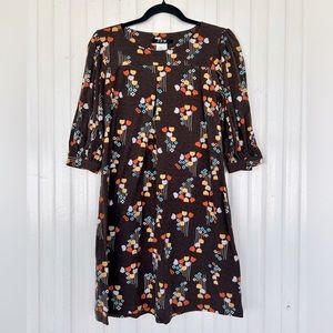 Boho Hippie Brown Floral Dress